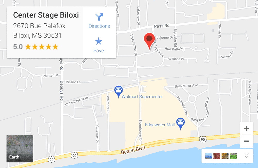Center Stage Biloxi - How to Find Us - Map